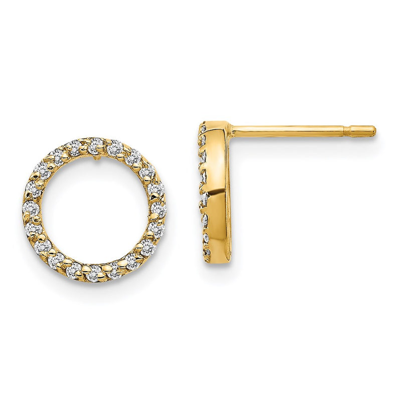 14k Yellow Gold Real Diamond Open Circle Earrings XE3073AAA