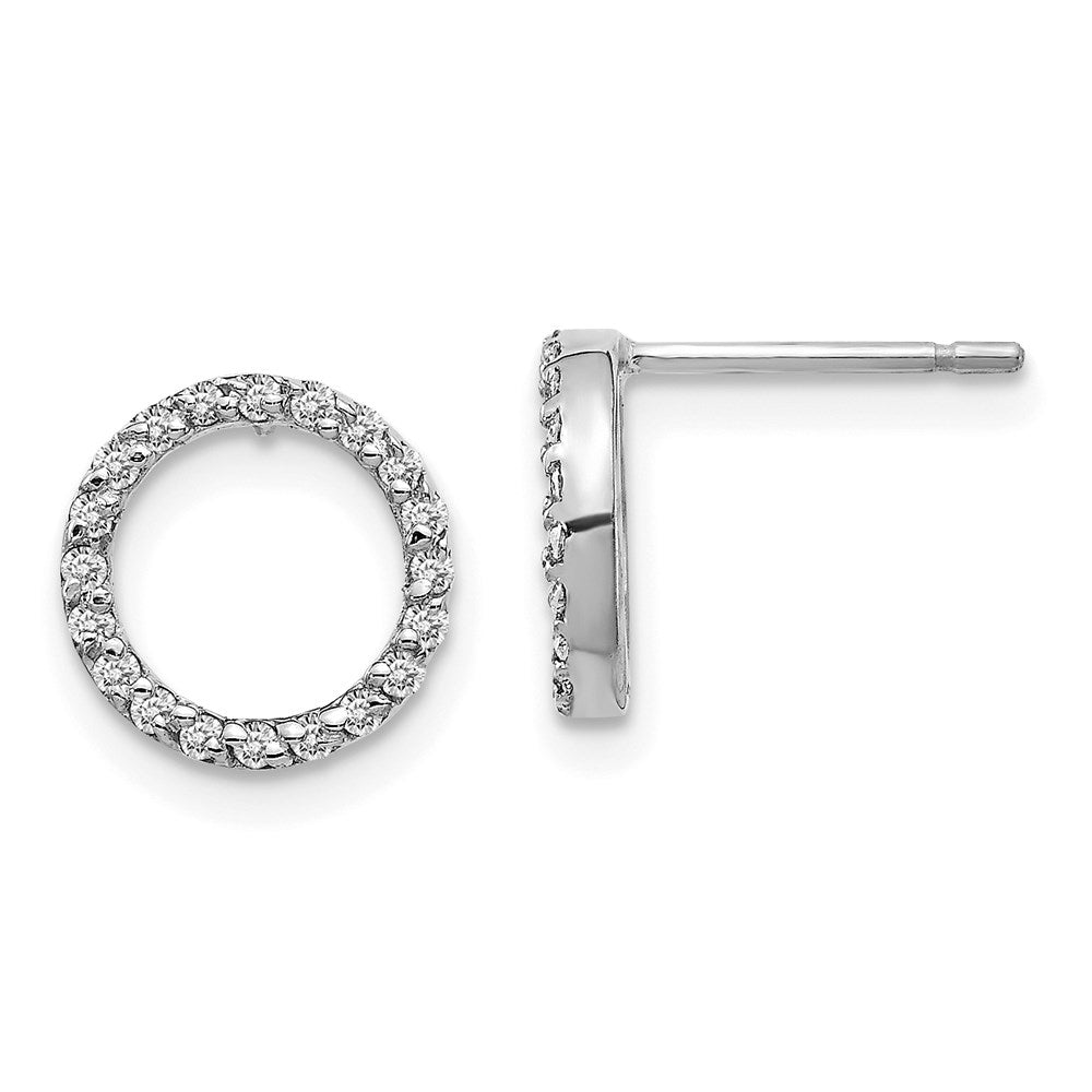 14k White Gold Real Diamond Open Circle Earrings XE3073WA