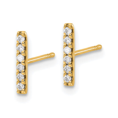 14k Yellow Gold Real Diamond Bar Earrings