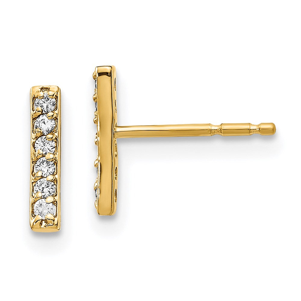 14k Yellow Gold Real Diamond Bar Earrings XE3075AAA