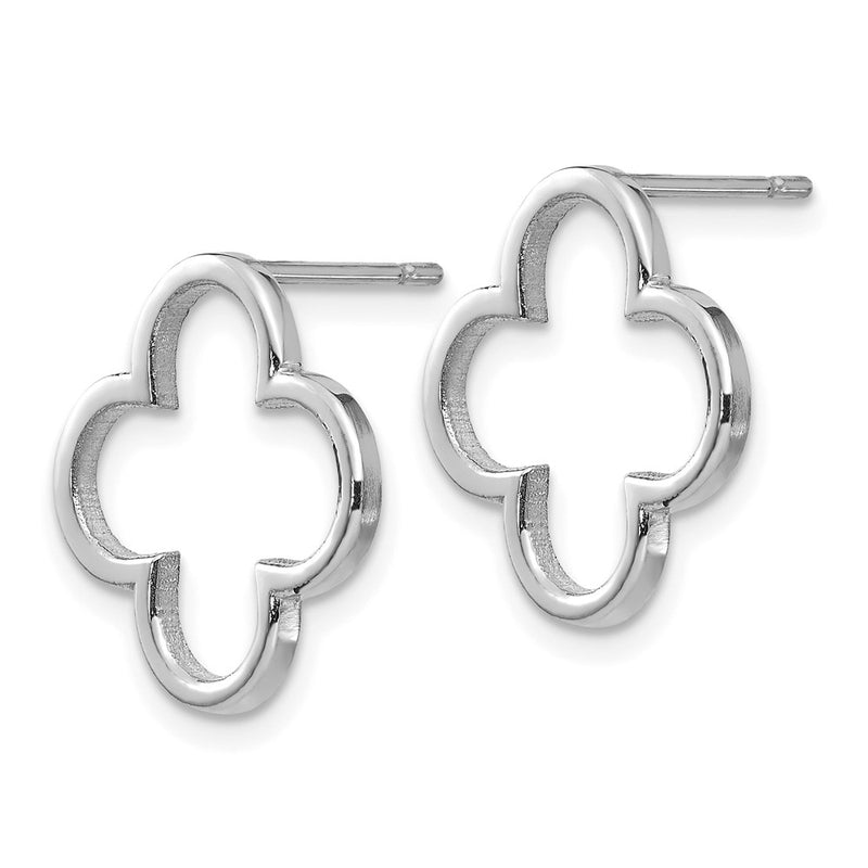 14k White Gold Quatrefoil Design Post Earrings