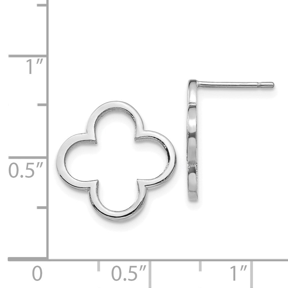 14k White Gold Quatrefoil Design Post Earrings