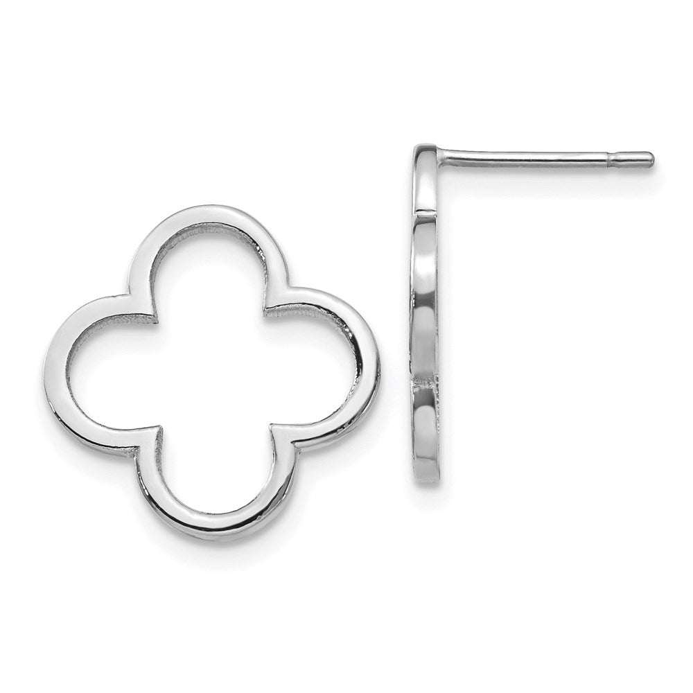 14k White Gold Quatrefoil Design Post Earrings