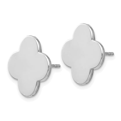 14k White Gold Quatrefoil Design Post Earrings