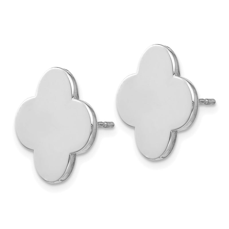 14k White Gold Quatrefoil Design Post Earrings
