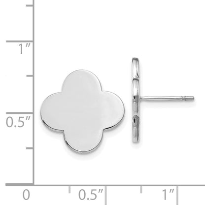14k White Gold Quatrefoil Design Post Earrings