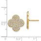 14k Yellow Gold Real Diamond Quatrefoil Design Post Earrings XE3079A