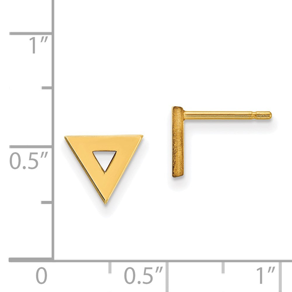14k Yellow Gold Open Triangle Post Earrings