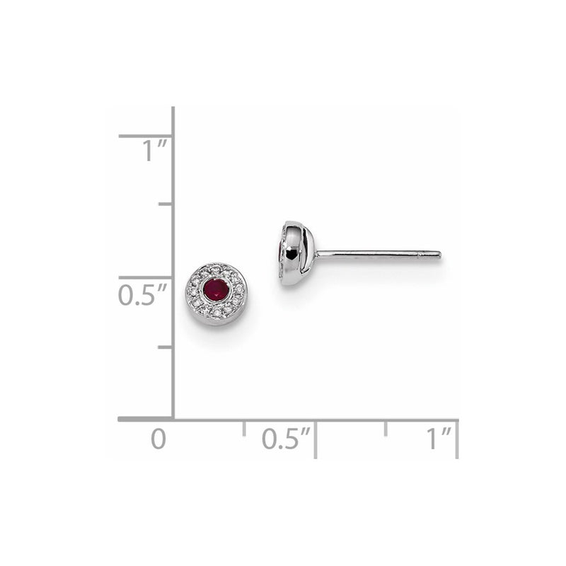 14k White Gold Real Diamond and Ruby Post Earrings