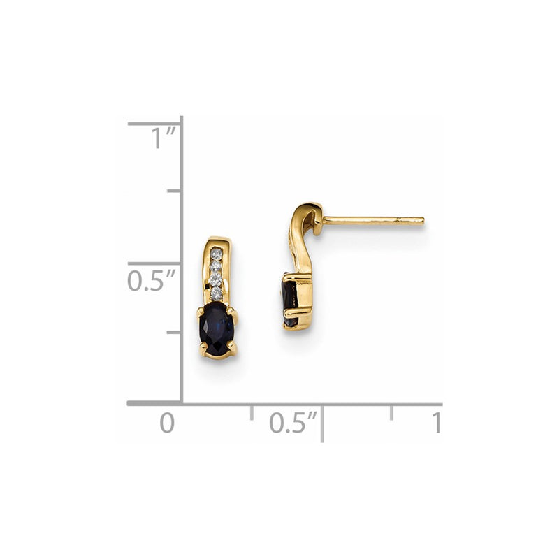 14k Yellow Gold w/ Real Diamond & Sapphire Polished Post Earrings