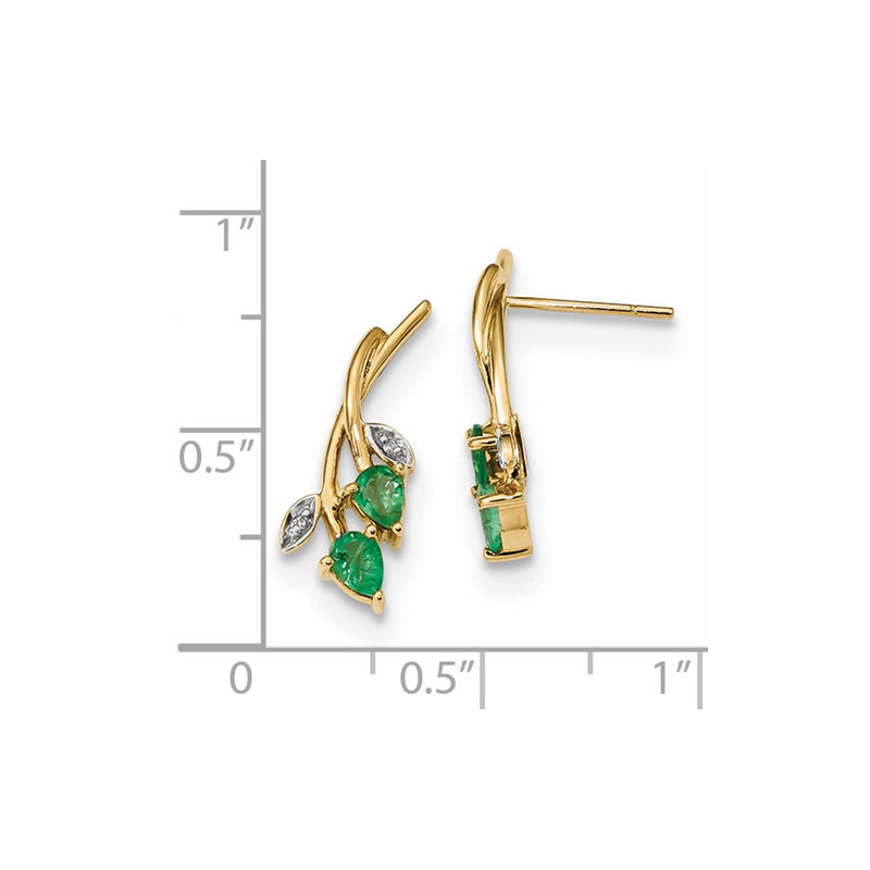 14k Yellow Gold w/ Real Diamond & Emerald Post Earrings