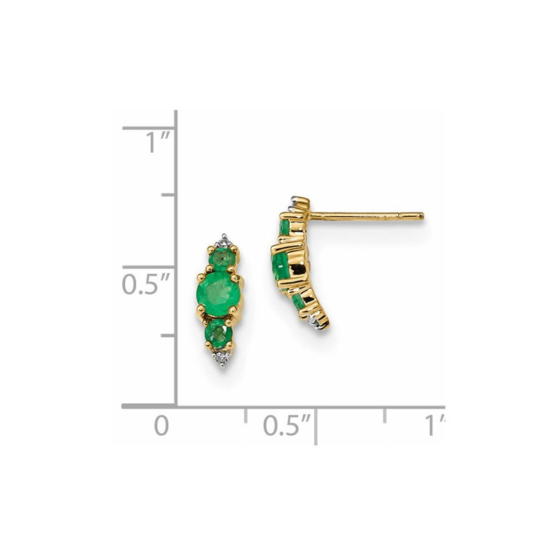 14k Yellow Gold w/ Emerald & Real Diamond Polished Post Earrings