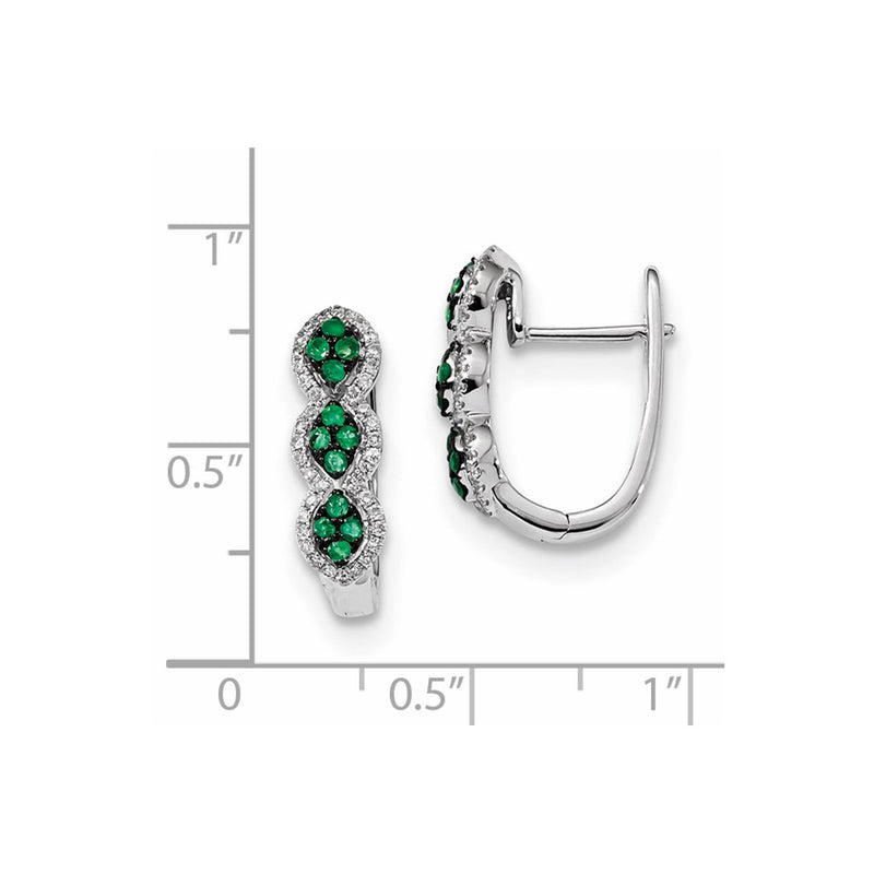 14k White Gold Real Diamond and Emerald Earrings