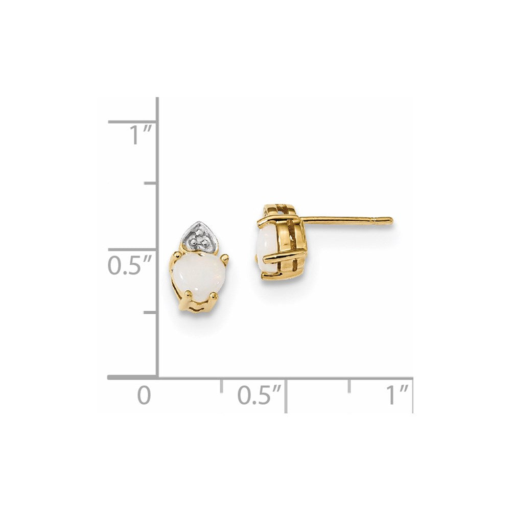 14k Yellow Gold w/ Real Diamond & Opal Post Earrings
