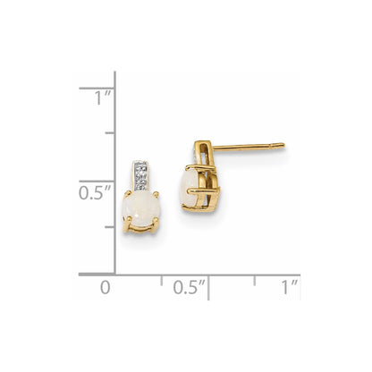 14k Yellow Gold w/ Real Diamond & Opal Post Earrings