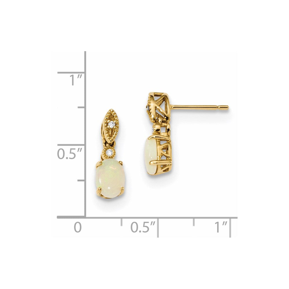 14k Yellow Gold w/ Austrian Opal & Real Diamond Earrings