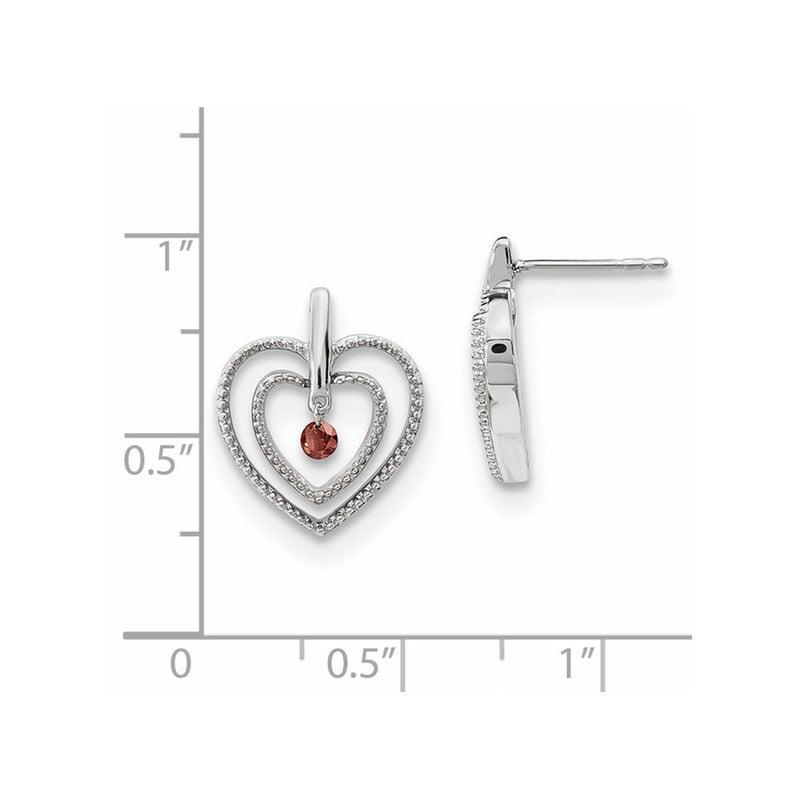 14k White Gold Red Real Diamond Earrings