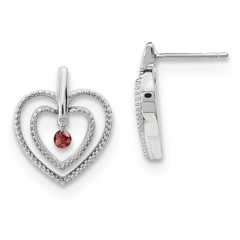 14k White Gold Red Real Diamond Earrings
