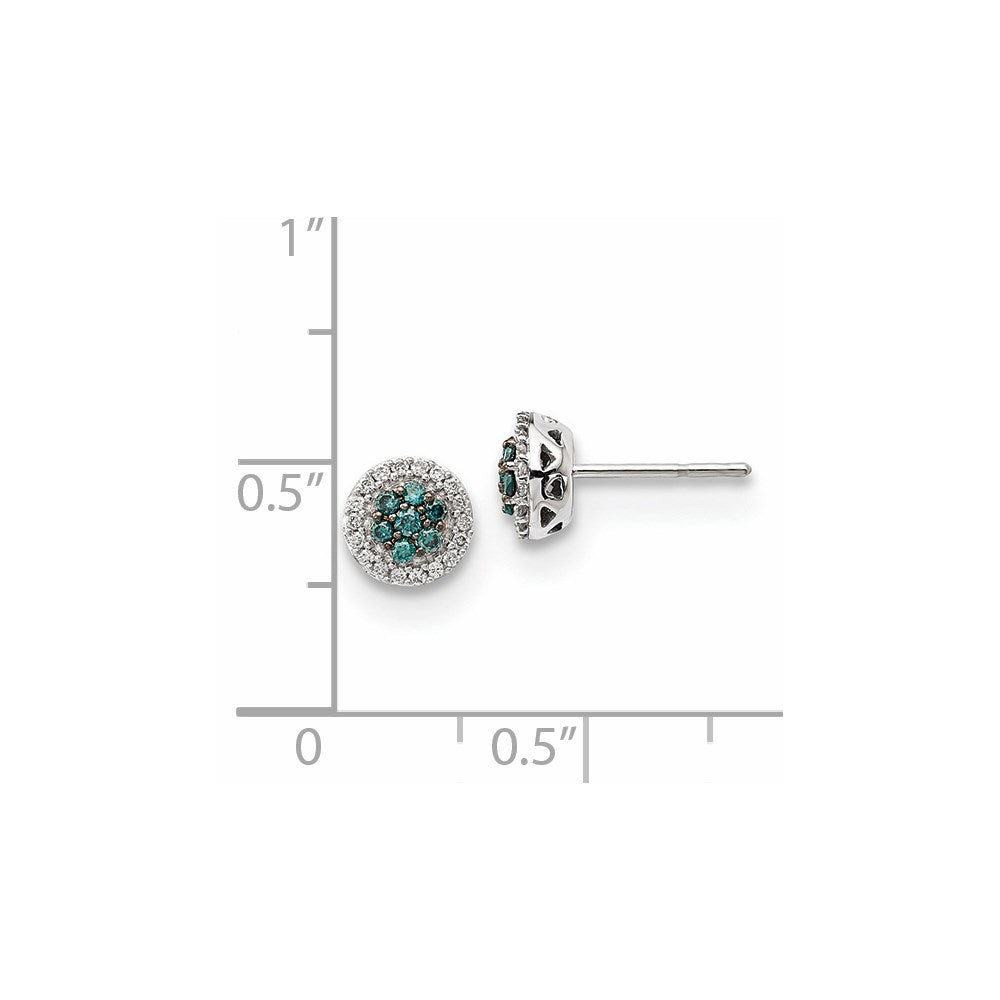 14k White Gold Blue/White Real Diamond Earrings