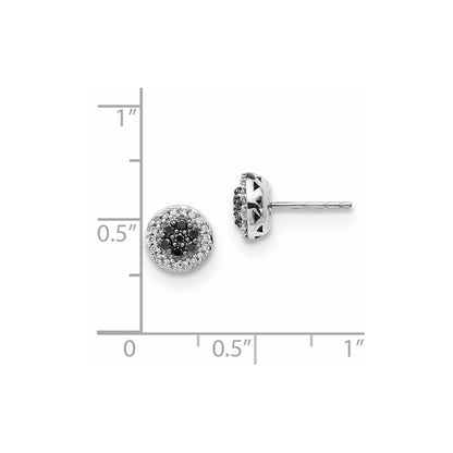 14k White Gold Black/White Real Diamond Earrings