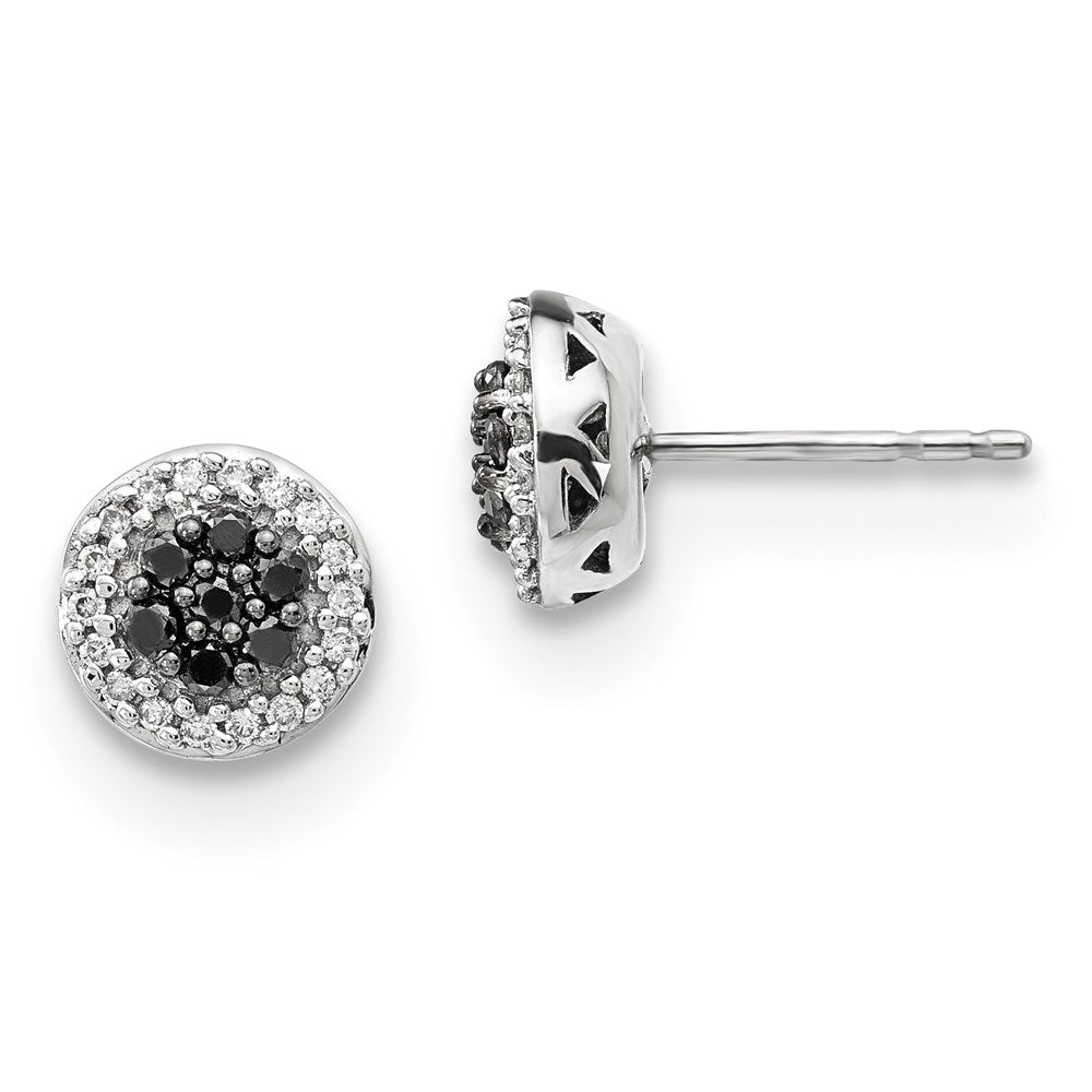 14k White Gold Black/White Real Diamond Earrings