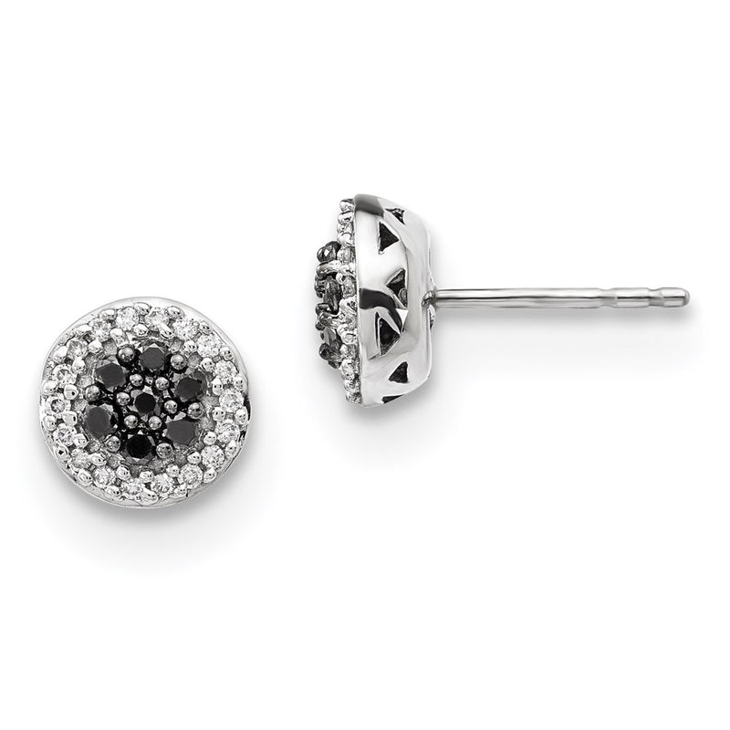 14k White Gold Black/White Real Diamond Earrings