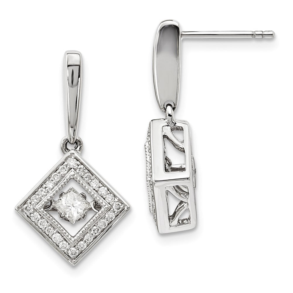 14k White Gold Vibrant Real Diamond Earrings