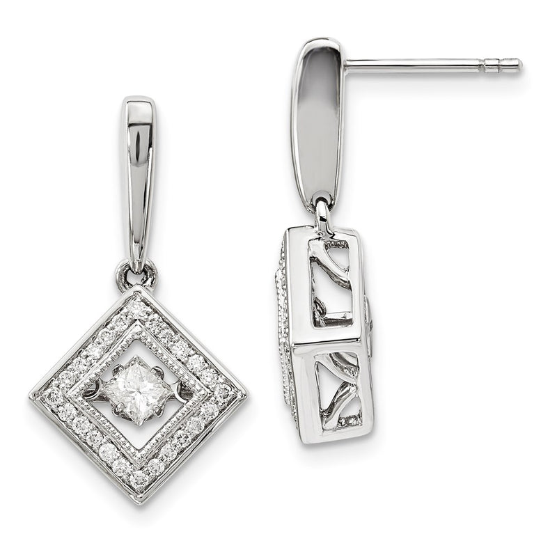 14k White Gold Vibrant Real Diamond Earrings