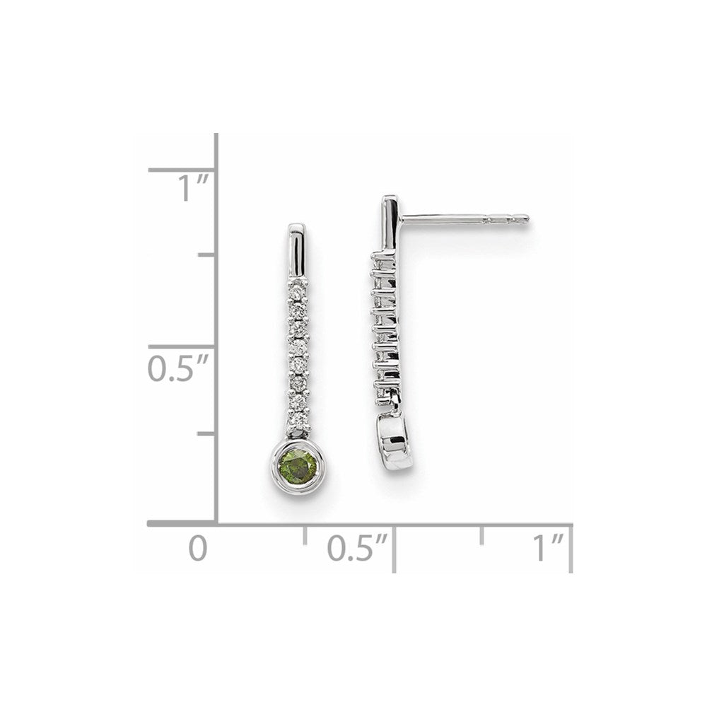 14k White Gold Green/White Real Diamond Earrings