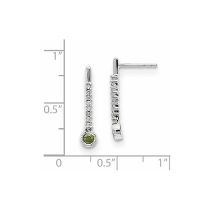 14k White Gold Green/White Real Diamond Earrings