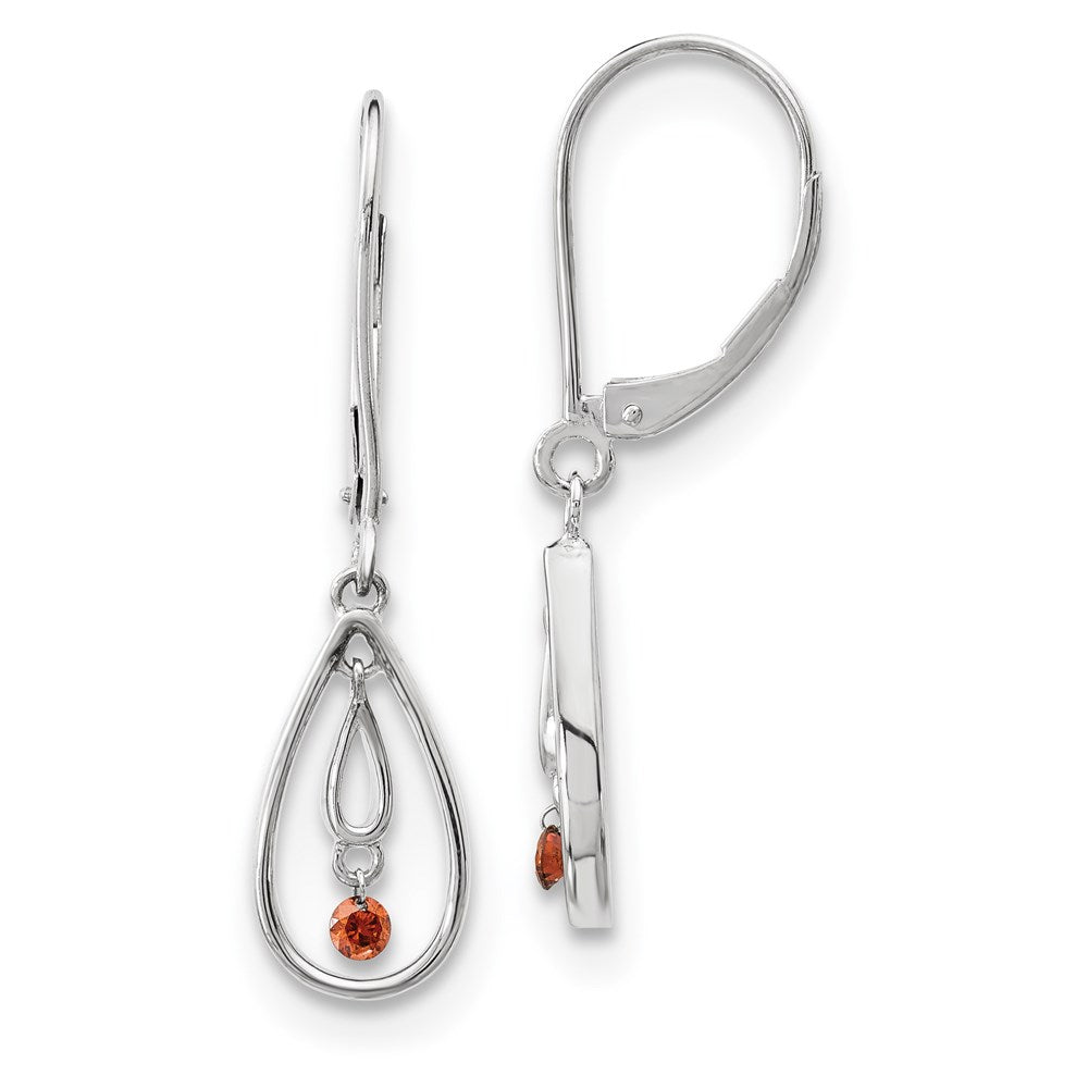 14k White Gold Red Real Diamond Earrings