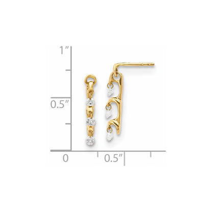 14k Yellow Gold Real Diamond Dangle Earrings