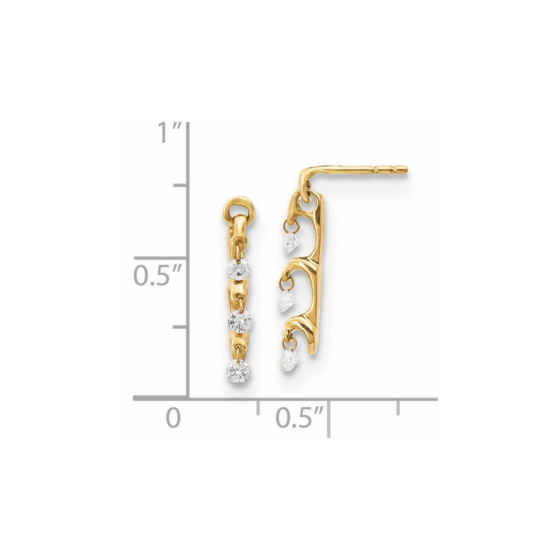 14k Yellow Gold Real Diamond Dangle Earrings