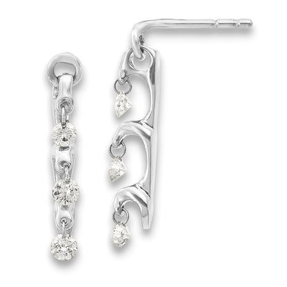 14k White Gold Real Diamond Earrings