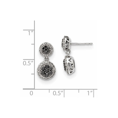 14k White Gold Black/White Real Diamond Earrings