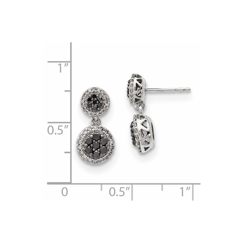 14k White Gold Black/White Real Diamond Earrings