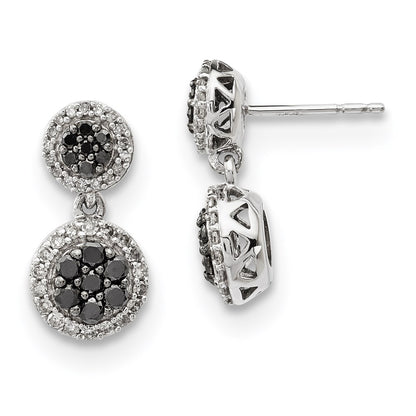 14k White Gold Black/White Real Diamond Earrings