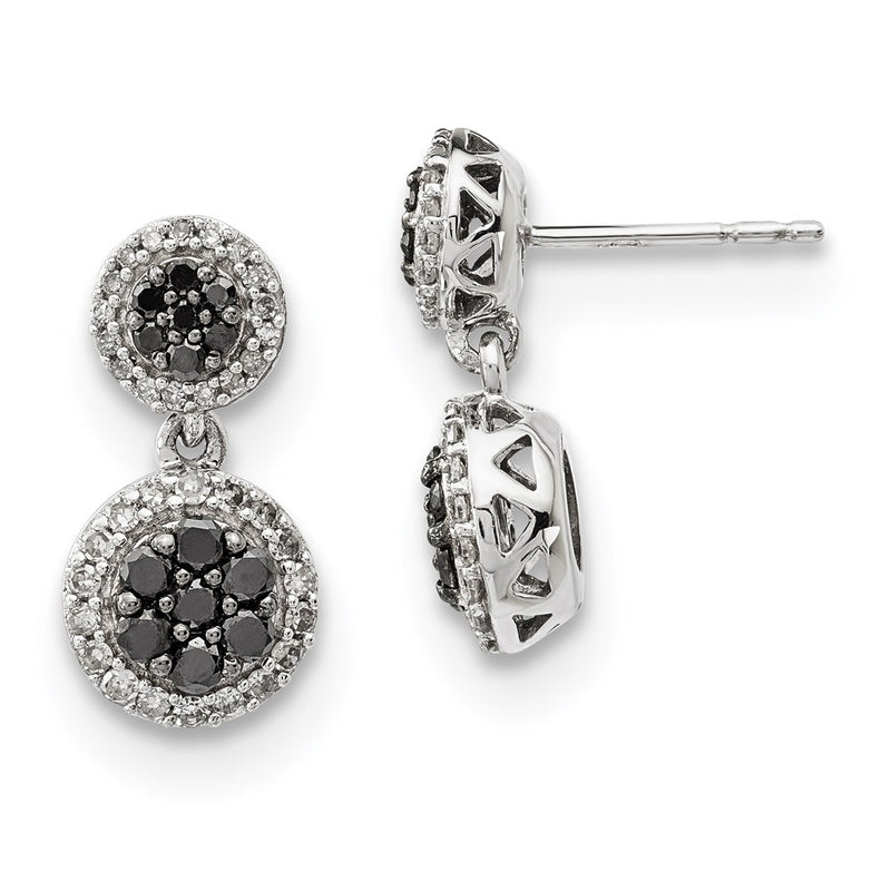 14k White Gold Black/White Real Diamond Earrings