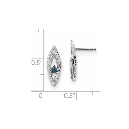 14k White Gold Blue/White Real Diamond Earrings