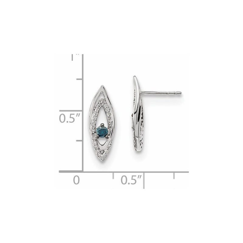 14k White Gold Blue/White Real Diamond Earrings