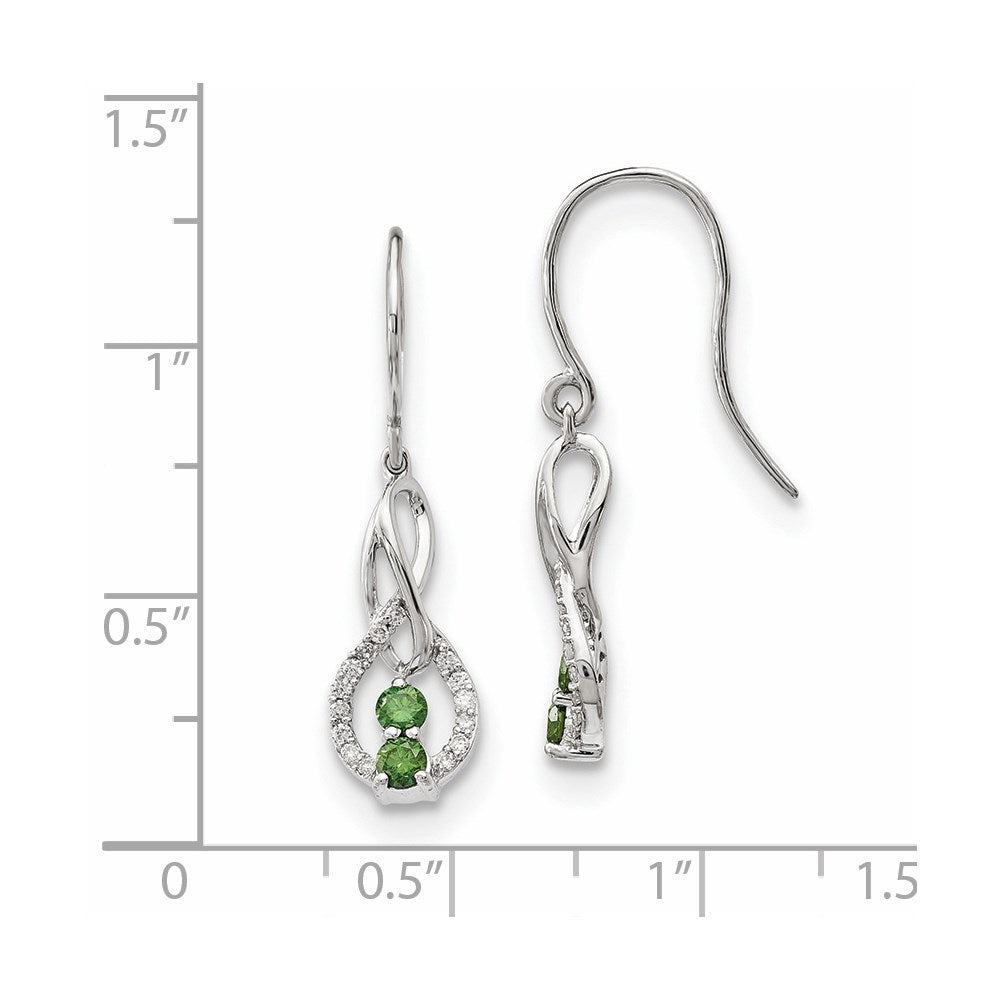 14k White Gold Green/White Real Diamond Earrings