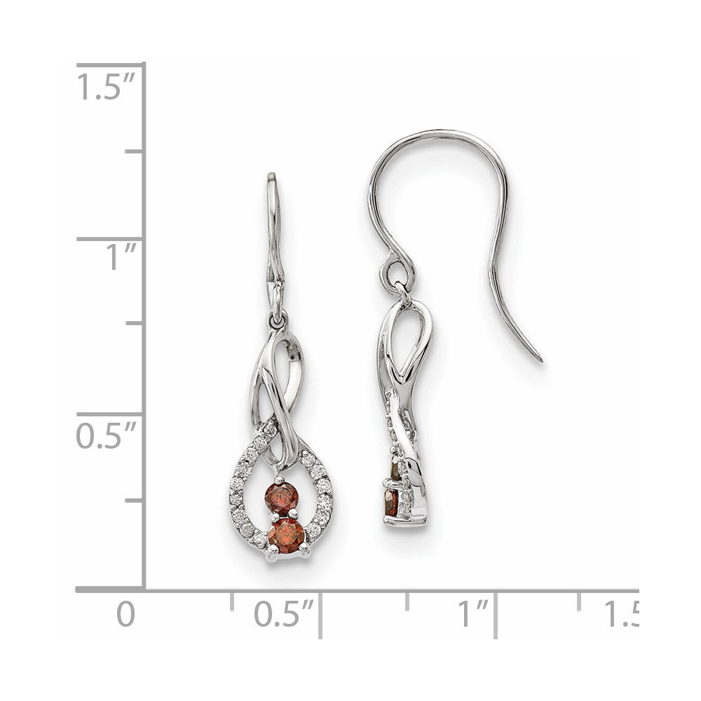 14k White Gold Red/White Real Diamond Earrings