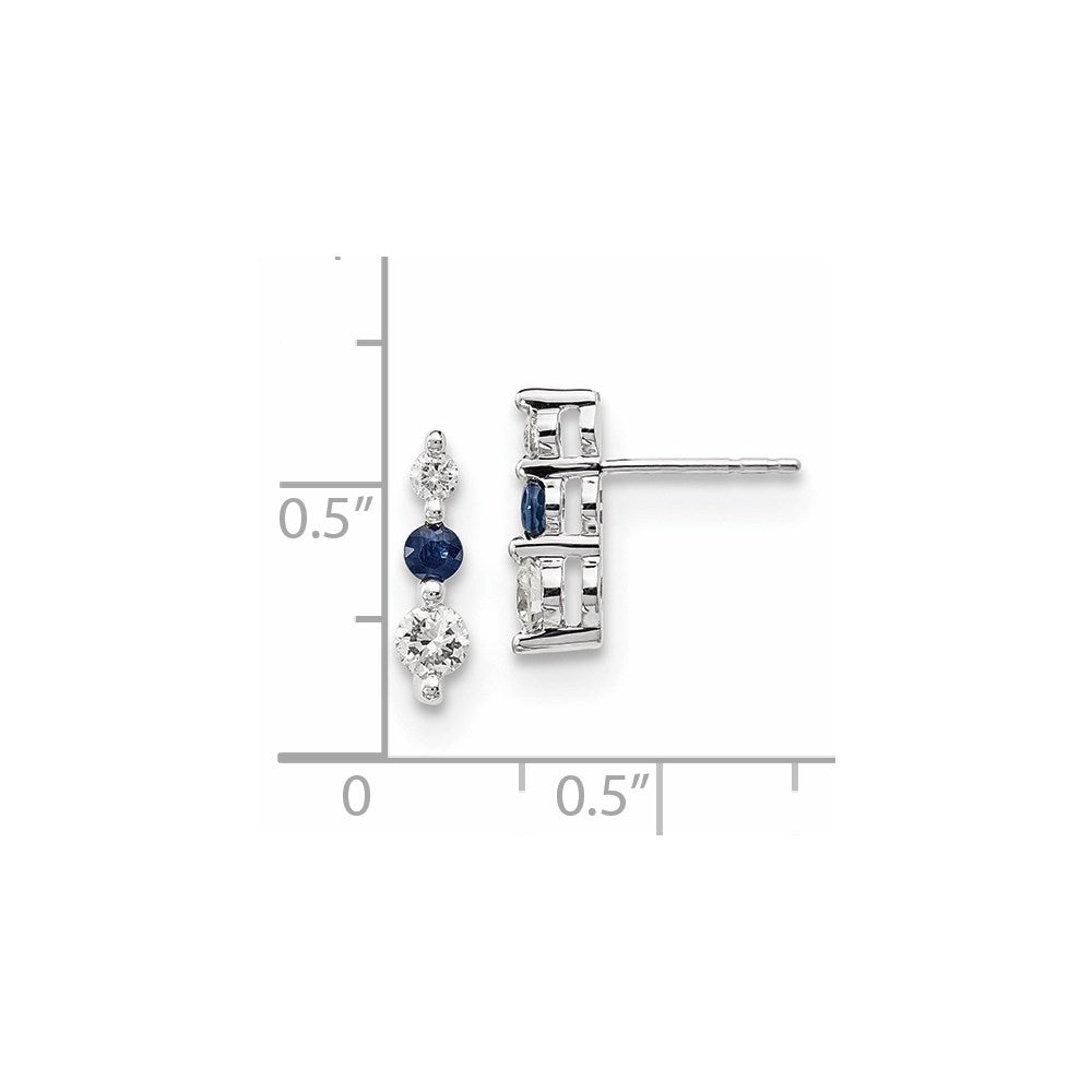 14k White Gold Blue/White Real Diamond Earrings