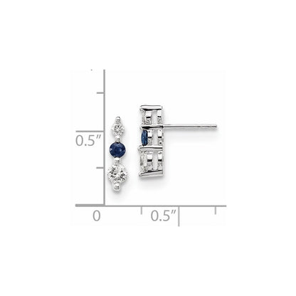 14k White Gold Blue/White Real Diamond Earrings
