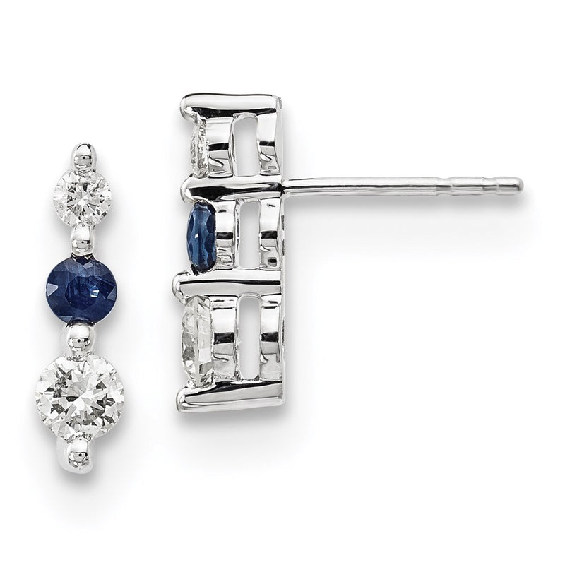 14k White Gold Blue/White Real Diamond Earrings