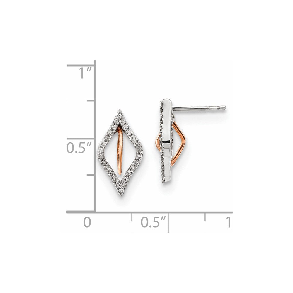 14k Yellow Gold White/Rose Gold Real Diamond Earrings