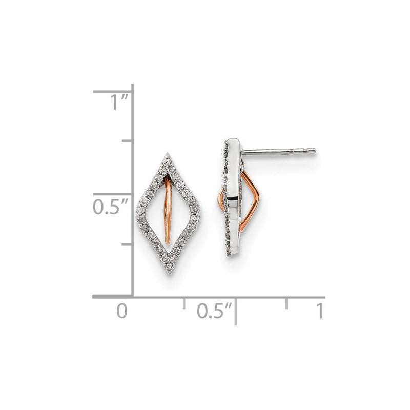 14k Yellow Gold White/Rose Gold Real Diamond Earrings