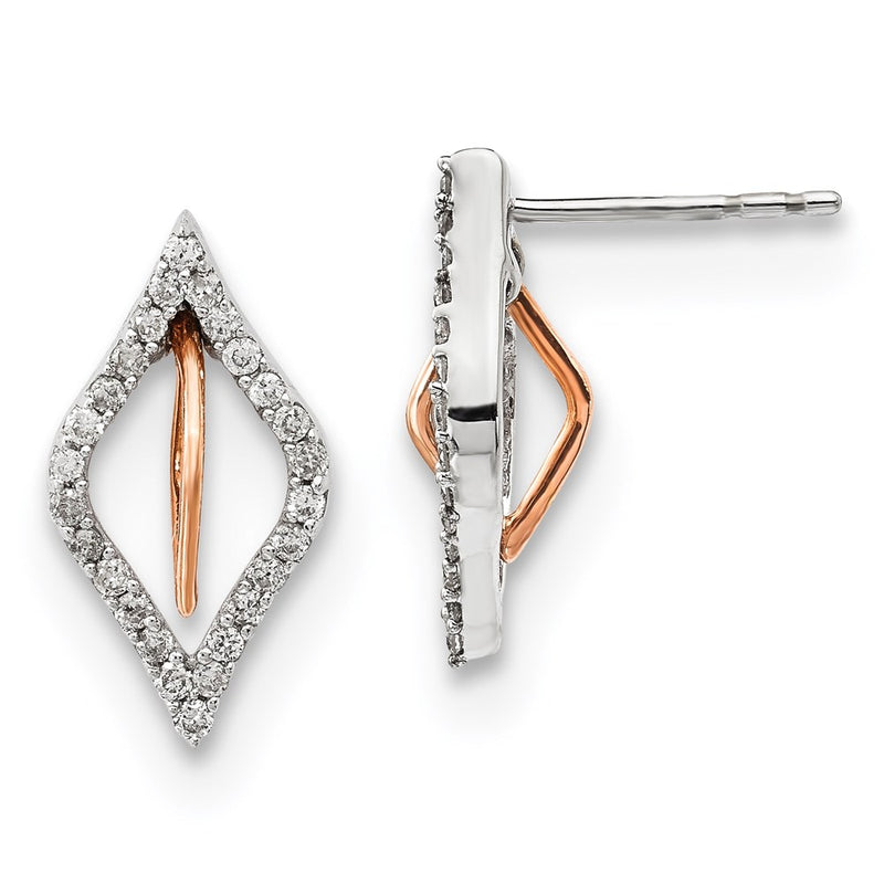 14k Yellow Gold White/Rose Gold Real Diamond Earrings
