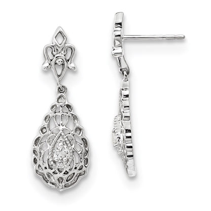 14k White Gold Real Diamond Earrings