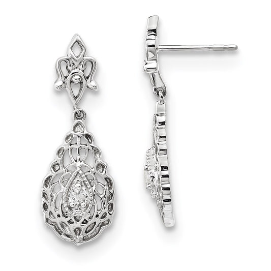 14k White Gold Real Diamond Earrings
